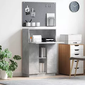   Asztal polcokkal ajtóval Szürke 71.5 x 31.5 x 106.5 cm Faanyag