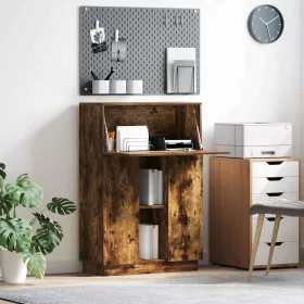   Asztal polcokkal Füstölt tölgy 71.5 x 31.5 x 106.5 cm Faanyag