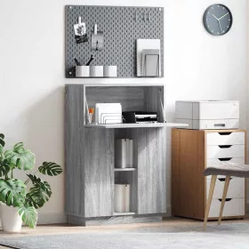   Asztal polcokkal ajtóval Szürke 71.5 x 31.5 x 106.5 cm Faanyag