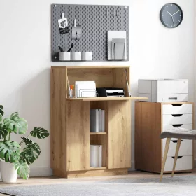   Asztal polcokkal kézműves tölgy 71.5 x 31.5 x 106.5 cm Faanyag