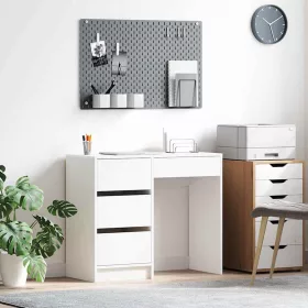 Asztal fiókkal polcokkal Fehér 90 x 37,5 x 75 cm Faanyag