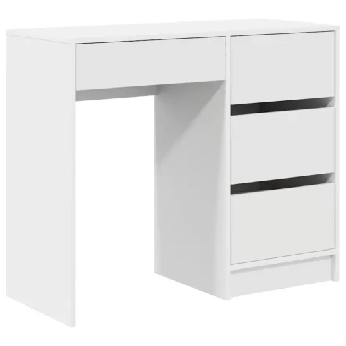 Asztal fiókkal polcokkal Fehér 90 x 37,5 x 75 cm Faanyag