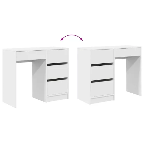Asztal fiókkal polcokkal Fehér 90 x 37,5 x 75 cm Faanyag