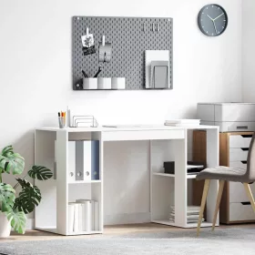   Íróasztal tárolóval polcokkal Fehér 130 x 50.5 x 75 cm Faanyag