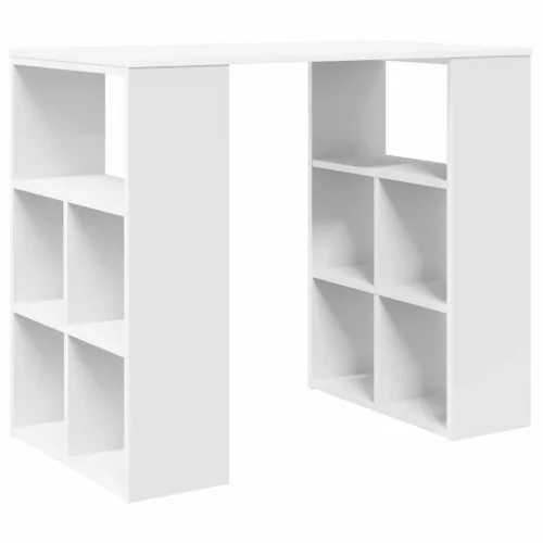 Asztal polcokkal tárolóval Fehér 90 x 50 x 75 cm Faanyag