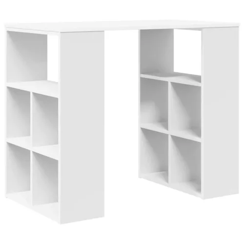Asztal polcokkal tárolóval Fehér 90 x 50 x 75 cm Faanyag