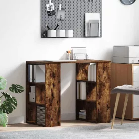 Asztal polcokkal Füstölt tölgy 90 x 50 x 75 cm Faanyag