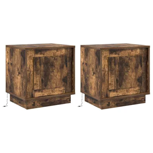 Éjjeliszekrény 2 pcs Füstölt tölgy 44 x 34.5 x 45 cm Faanyag