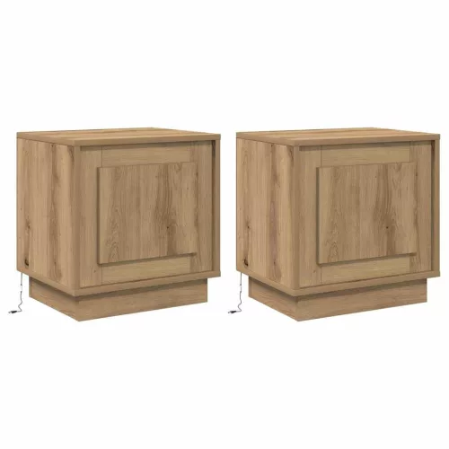 Éjjeliszekrény 2 pcs kézműves tölgy 44 x 34.5 x 45 cm Faanyag
