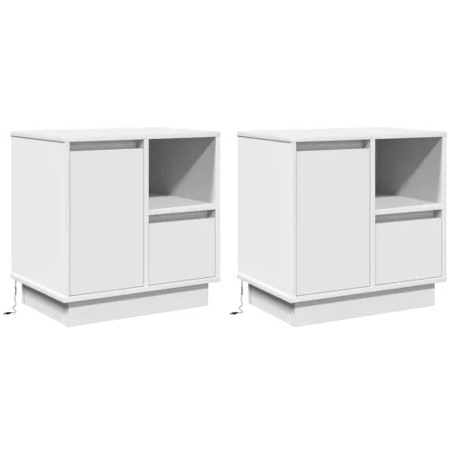 Éjjeliszekrény fiókkal 2 pcs Fehér 50 x 34.5 x 50 cm Faanyag