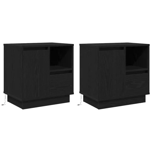 Éjjeliszekrény fiókkal 2 pcs Fekete 50 x 34.5 x 50 cm Faanyag