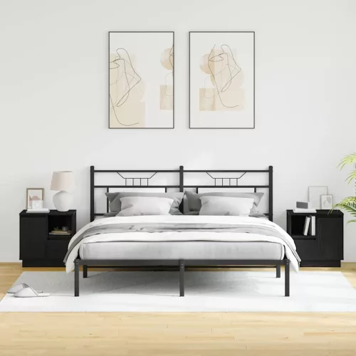 Éjjeliszekrény fiókkal 2 pcs Fekete 50 x 34.5 x 50 cm Faanyag