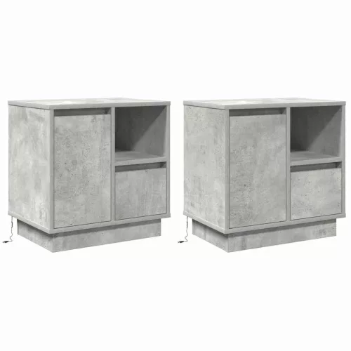 Éjjeliszekrény 2 pcs Beton szürke 50 x 34.5 x 50 cm Faanyag