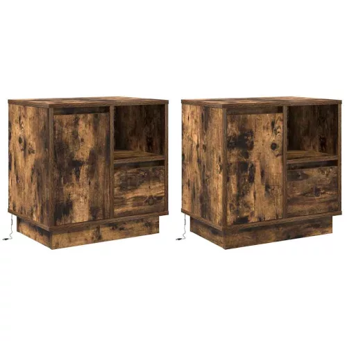 Éjjeliszekrény 2 pcs Füstölt tölgy 50 x 34.5 x 50 cm Faanyag