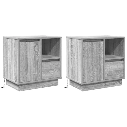 Éjjeliszekrény fiókkal 2 pcs Szürke 50 x 34.5 x 50 cm Faanyag