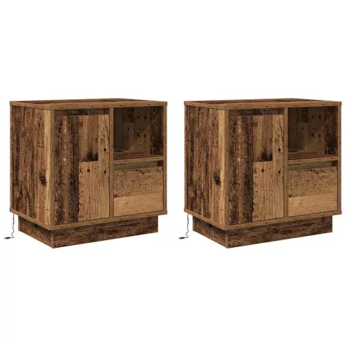 Éjjeliszekrény fiókkal 2 pcs Öreg fa 50 x 34.5 x 50 cm Faanyag
