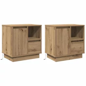   Éjjeliszekrény 2 pcs kézműves tölgy 50 x 34.5 x 50 cm Faanyag