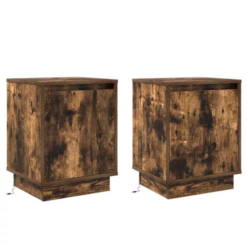 Éjjeliszekrény 2 pcs Füstölt tölgy 39 x 34,5 x 50 cm Faanyag