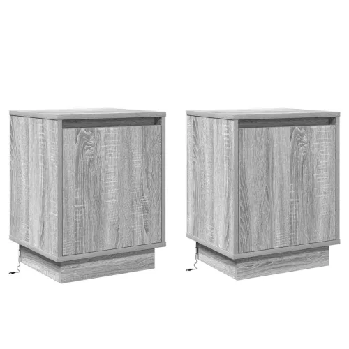 Éjjeliszekrény tartalmaz 2 pcs Szürke 39 x 34,5 x 50 cm Faanyag