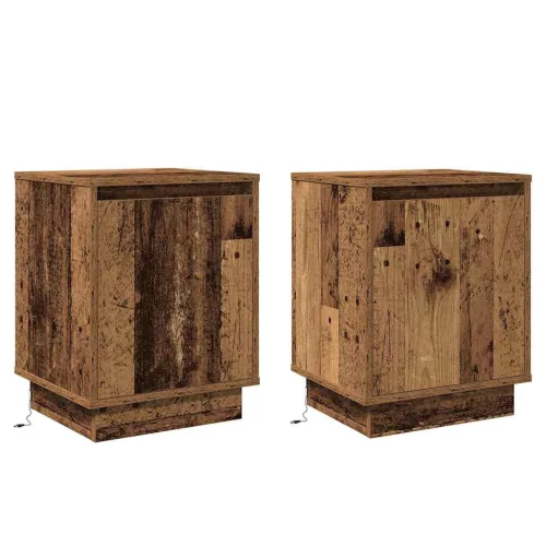 Éjjeliszekrény 2 pcs Régi fa 39 x 34,5 x 50 cm Faanyag