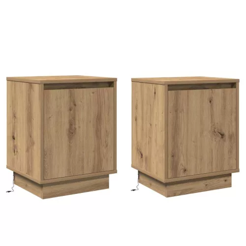 Éjjeliszekrény 2 pcs kézműves tölgy 39 x 34,5 x 50 cm Faanyag