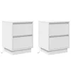 Éjjeliszekrény fiókkal 2 pcs Fehér 39 x 34,5 x 50 cm Faanyag