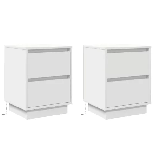 Éjjeliszekrény fiókkal 2 pcs Fehér 39 x 34,5 x 50 cm Faanyag