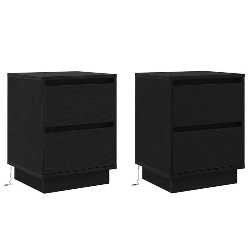 Éjjeliszekrény fiókkal 2 pcs Fekete 39 x 34,5 x 50 cm Faanyag