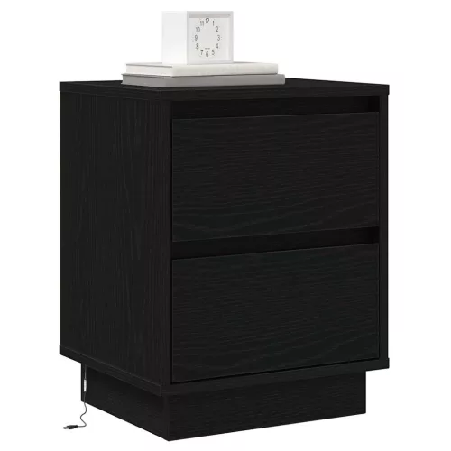 Éjjeliszekrény fiókkal 2 pcs Fekete 39 x 34,5 x 50 cm Faanyag