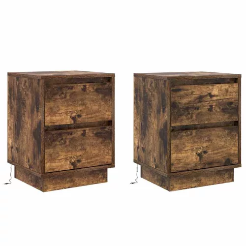 Éjjeliszekrény 2 pcs Füstölt tölgy 39 x 34,5 x 50 cm Faanyag