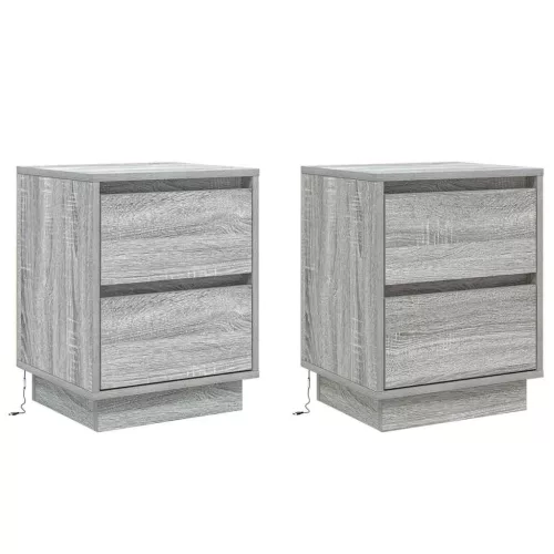 Éjjeliszekrény fiókkal 2 pcs Szürke 39 x 34,5 x 50 cm Faanyag