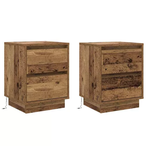 Éjjeliszekrény fiókkal 2 pcs Öreg fa 39 x 34,5 x 50 cm Faanyag