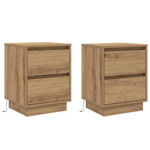 Éjjeliszekrény 2 pcs kézműves tölgy 39 x 34,5 x 50 cm Faanyag