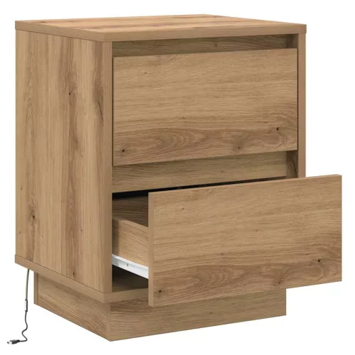 Éjjeliszekrény 2 pcs kézműves tölgy 39 x 34,5 x 50 cm Faanyag