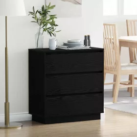 Éjjeliszekrény fiókkal Fekete 71 x 34.5 x 75 cm Faanyag