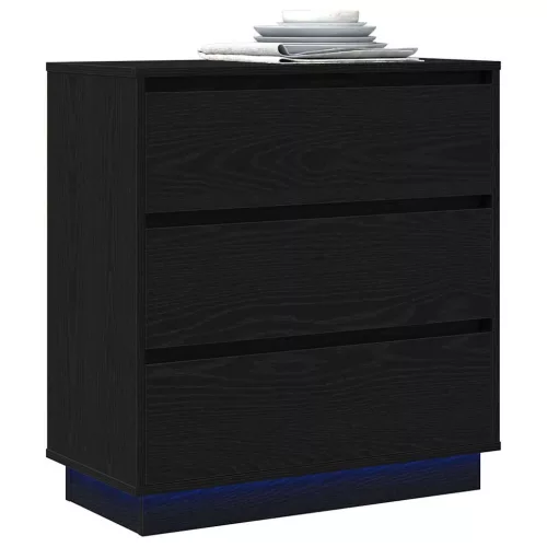 Éjjeliszekrény fiókkal Fekete 71 x 34.5 x 75 cm Faanyag