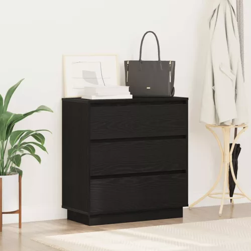 Éjjeliszekrény fiókkal Fekete 71 x 34.5 x 75 cm Faanyag