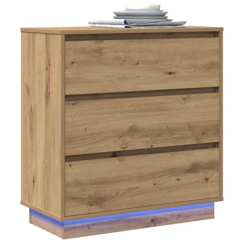 Éjjeliszekrény fiókkal kézműves tölgy 71 x 34.5 x 75 cm Faanyag