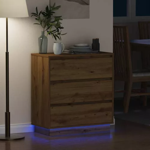 Éjjeliszekrény fiókkal kézműves tölgy 71 x 34.5 x 75 cm Faanyag