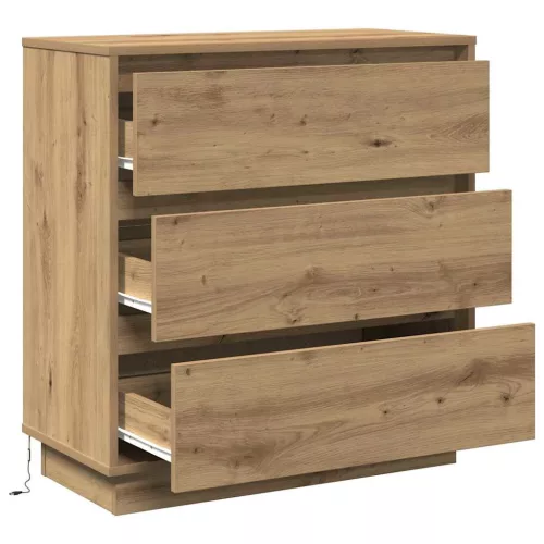 Éjjeliszekrény fiókkal kézműves tölgy 71 x 34.5 x 75 cm Faanyag