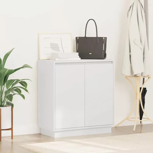 Komód LED -es lámpákkal ajtóval Fehér 71 x 34.5 x 75 cm Faanyag