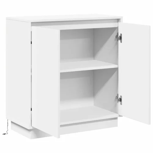Komód LED -es lámpákkal ajtóval Fehér 71 x 34.5 x 75 cm Faanyag