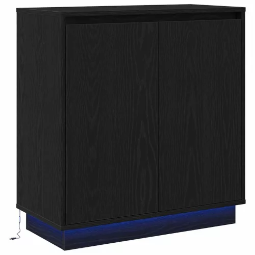 Komód LED -es lámpákkal Fekete tölgy 71 x 34.5 x 75 cm Faanyag