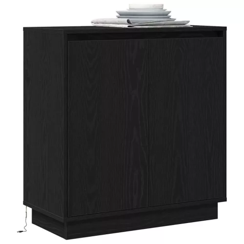 Komód LED -es lámpákkal Fekete tölgy 71 x 34.5 x 75 cm Faanyag