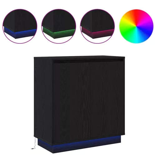 Komód LED -es lámpákkal Fekete tölgy 71 x 34.5 x 75 cm Faanyag