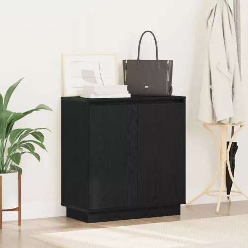 Komód LED -es lámpákkal Fekete tölgy 71 x 34.5 x 75 cm Faanyag
