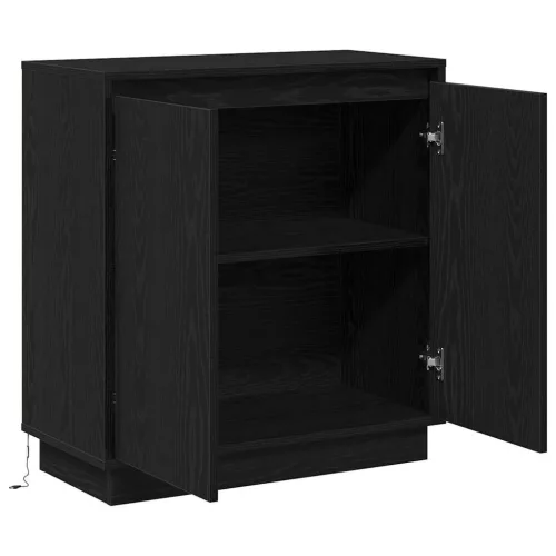Komód LED -es lámpákkal Fekete tölgy 71 x 34.5 x 75 cm Faanyag