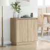 Komód LED -es lámpákkal Sonoma tölgy 71 x 34.5 x 75 cm Faanyag