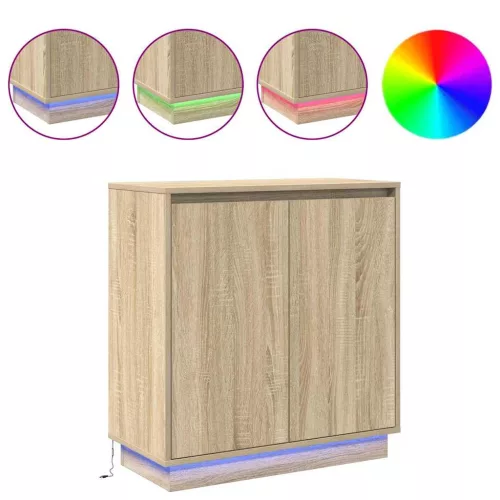 Komód LED -es lámpákkal Sonoma tölgy 71 x 34.5 x 75 cm Faanyag
