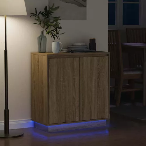Komód LED -es lámpákkal Sonoma tölgy 71 x 34.5 x 75 cm Faanyag